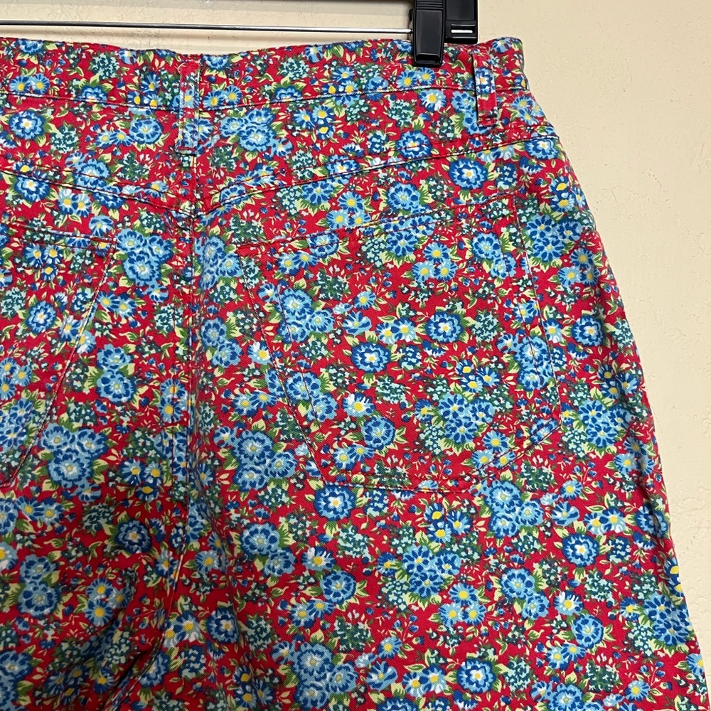 Vintage Cherokee women moms high rise front‎ pleated floral multicolor shorts 14 - Picture 5 of 16